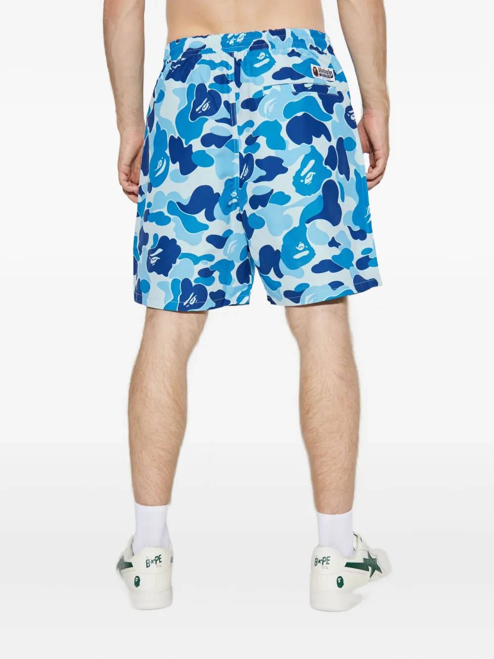 A BATHING APE Zwembroek met camouflageprint Blauw