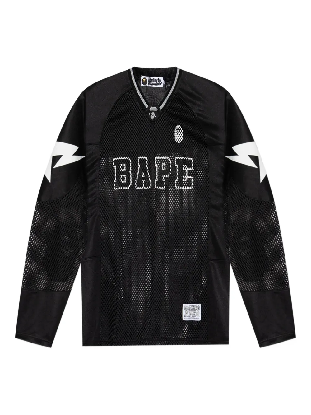 A BATHING APE® mesh-panelled long-sleeve jersey | Black | Image 1