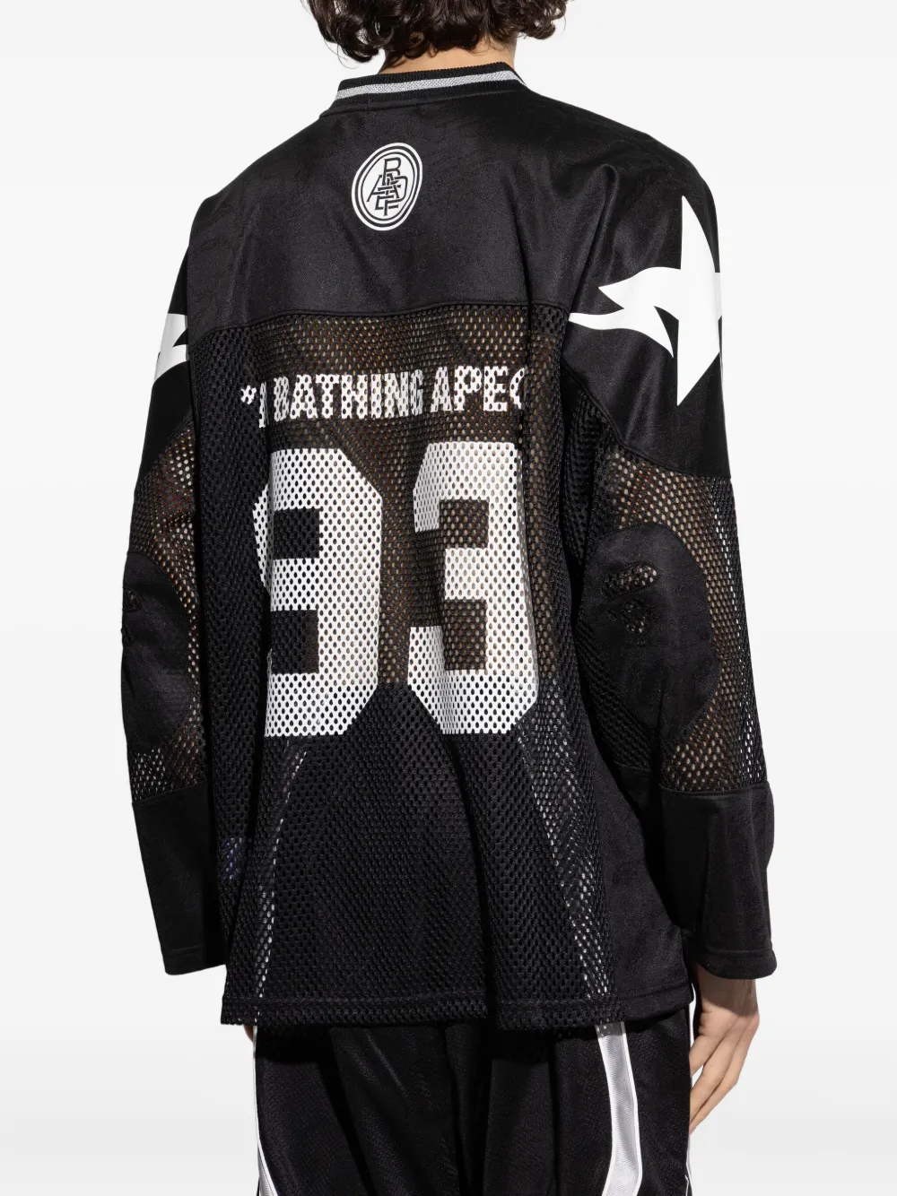 A BATHING APE Jersey top met mesh vlakken en lange mouwen Zwart