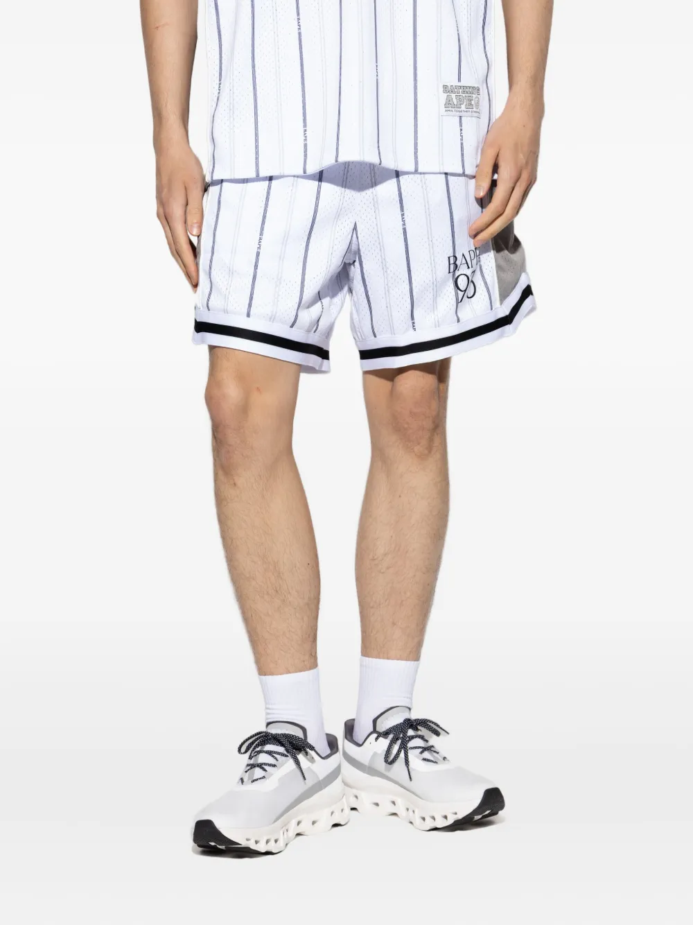 A BATHING APE Shorts met krijtstreep Wit