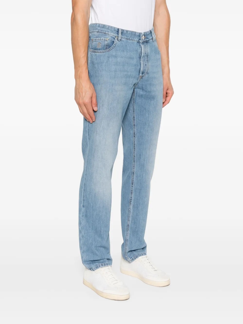 Brunello Cucinelli Jeans met logopatch Blauw