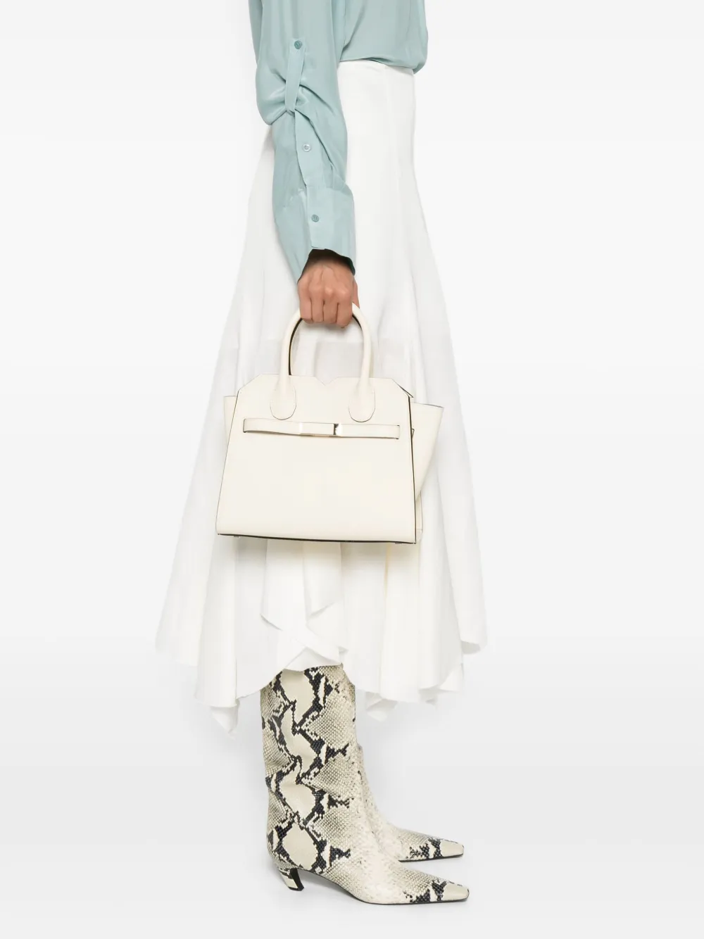 Valextra Leren shopper met gesp - Beige