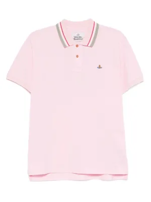 Vivienne Westwood Contrasting Black Collar White Polo Shirt
