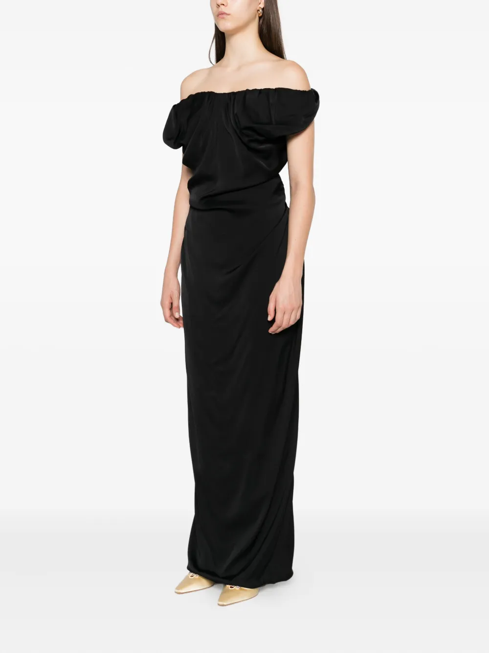 Vivienne Westwood Ginnie Amber off-shoulder maxi-jurk Zwart