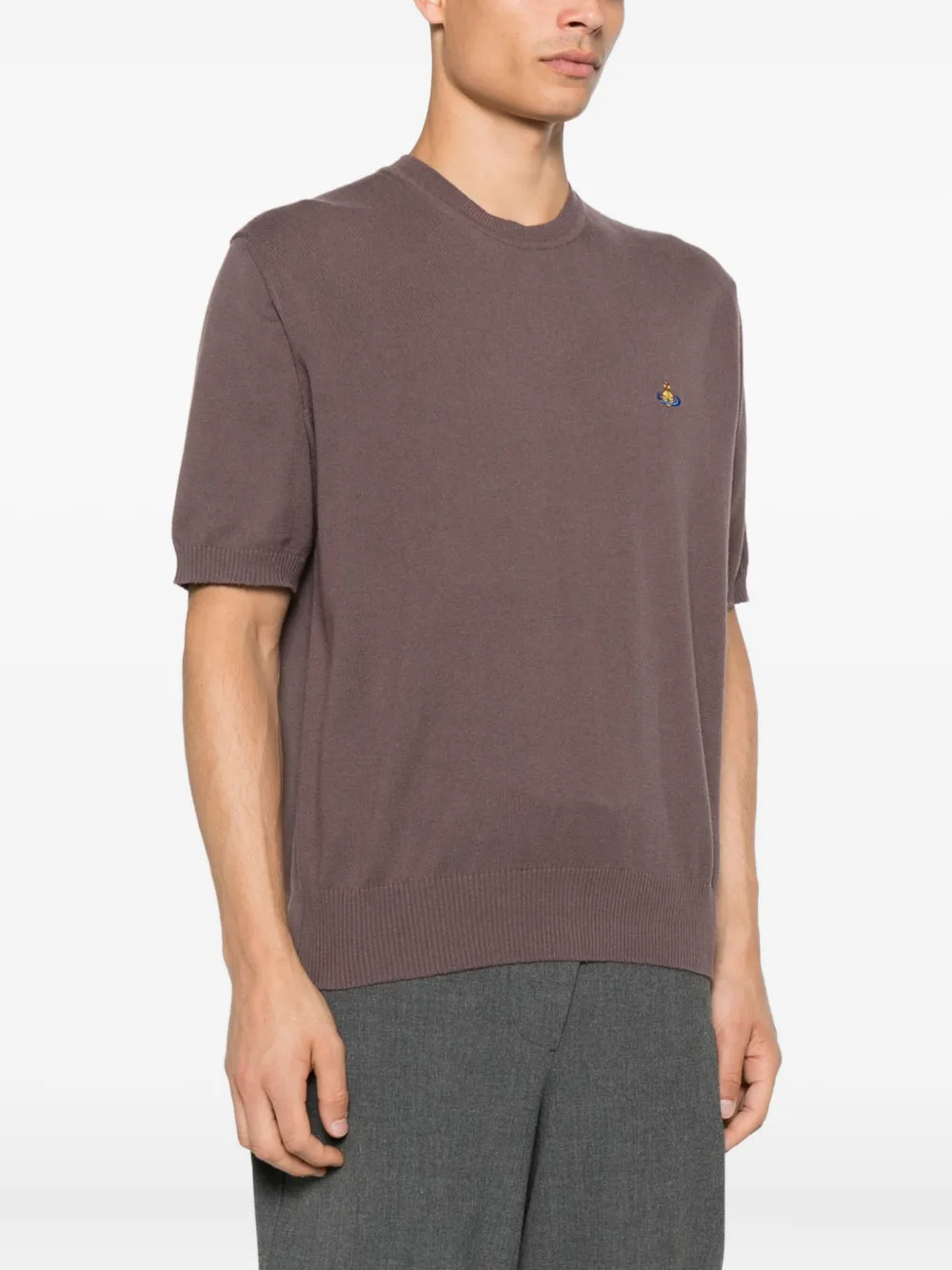 Vivienne Westwood Trui met geborduurd logo en korte mouwen Bruin