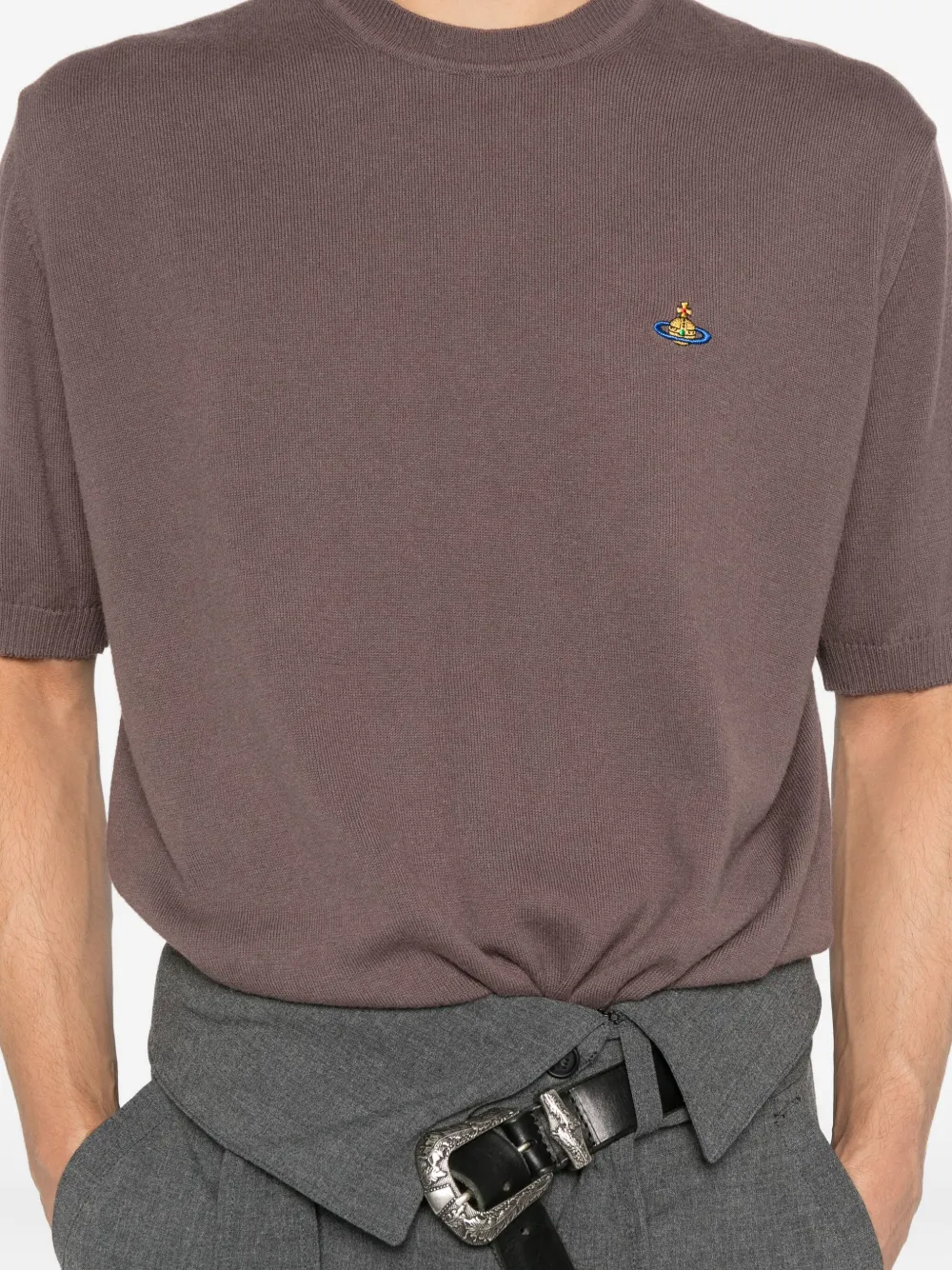 Vivienne Westwood Trui met geborduurd logo en korte mouwen Bruin