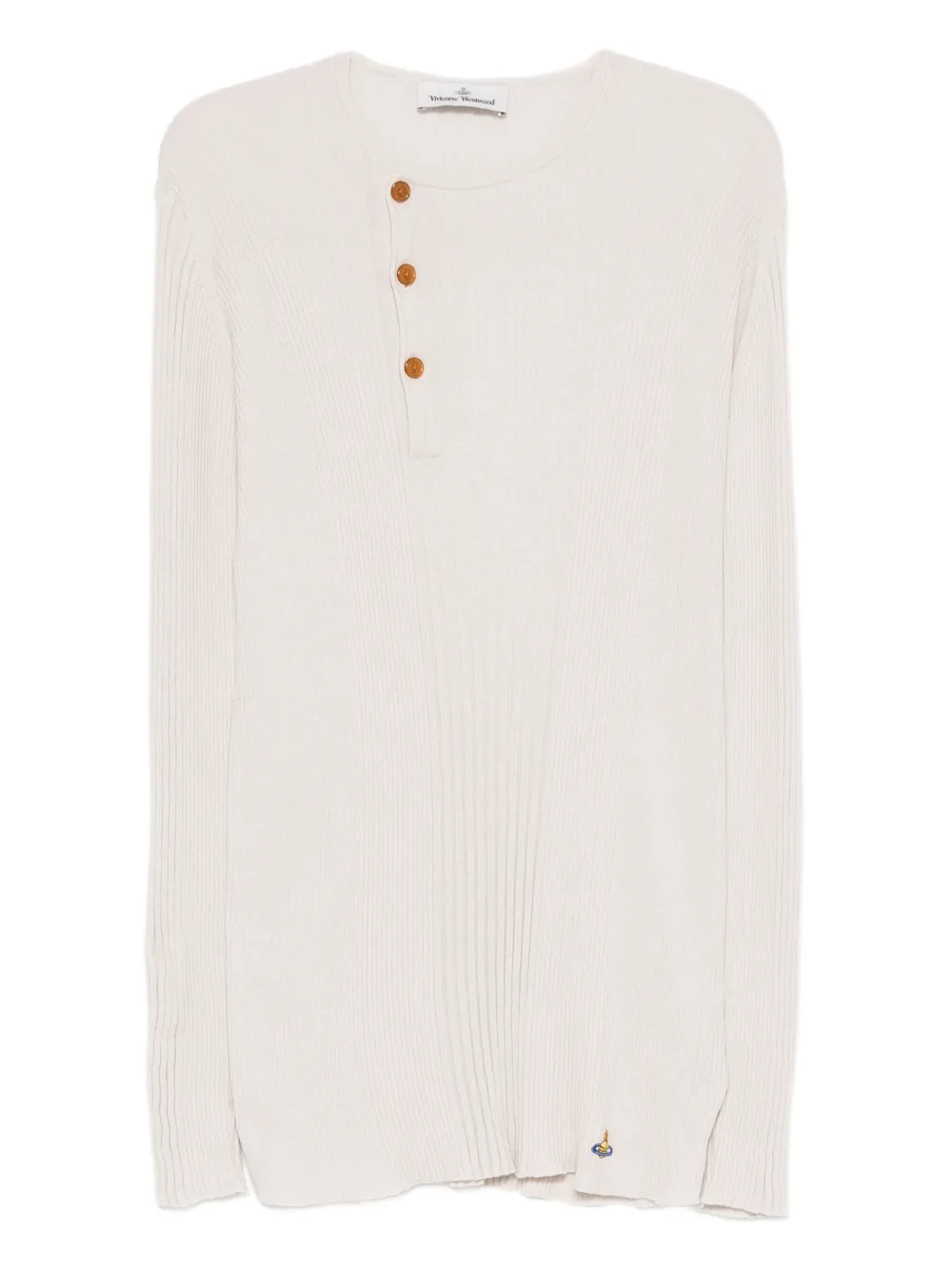 Vivienne Westwood Geribbelde trui met knopenbies Beige