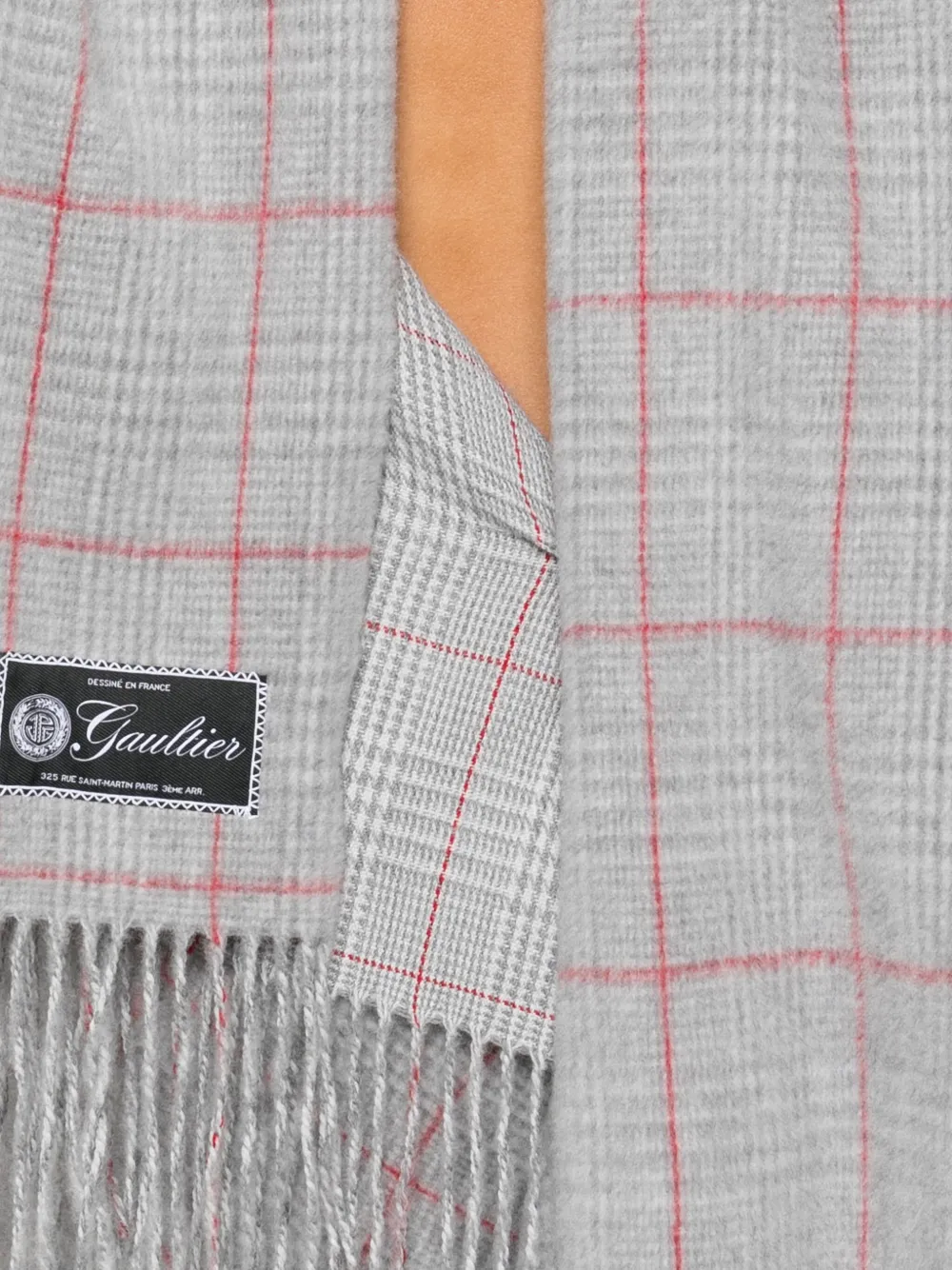 Jean Paul Gaultier Geruite jurk met franje Grijs