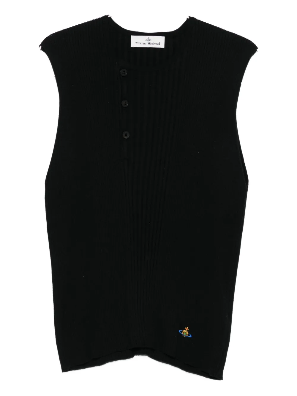 Vivienne Westwood Tegan geribbelde spencer met knopenbies N401 BLACK