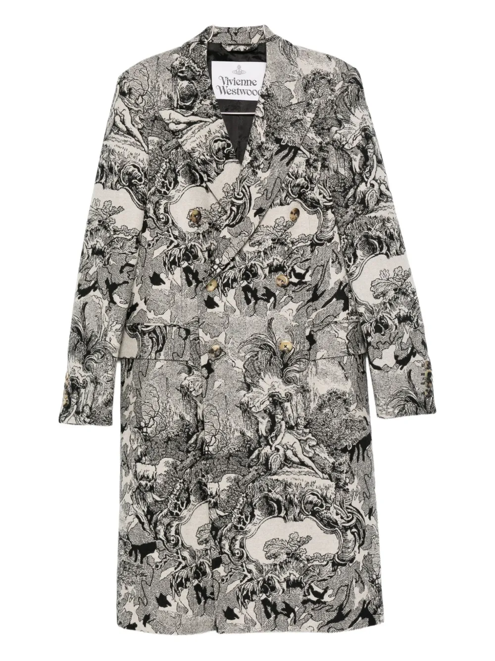Vivienne Westwood Baroque Print Double-breasted Long Coat In Multi
