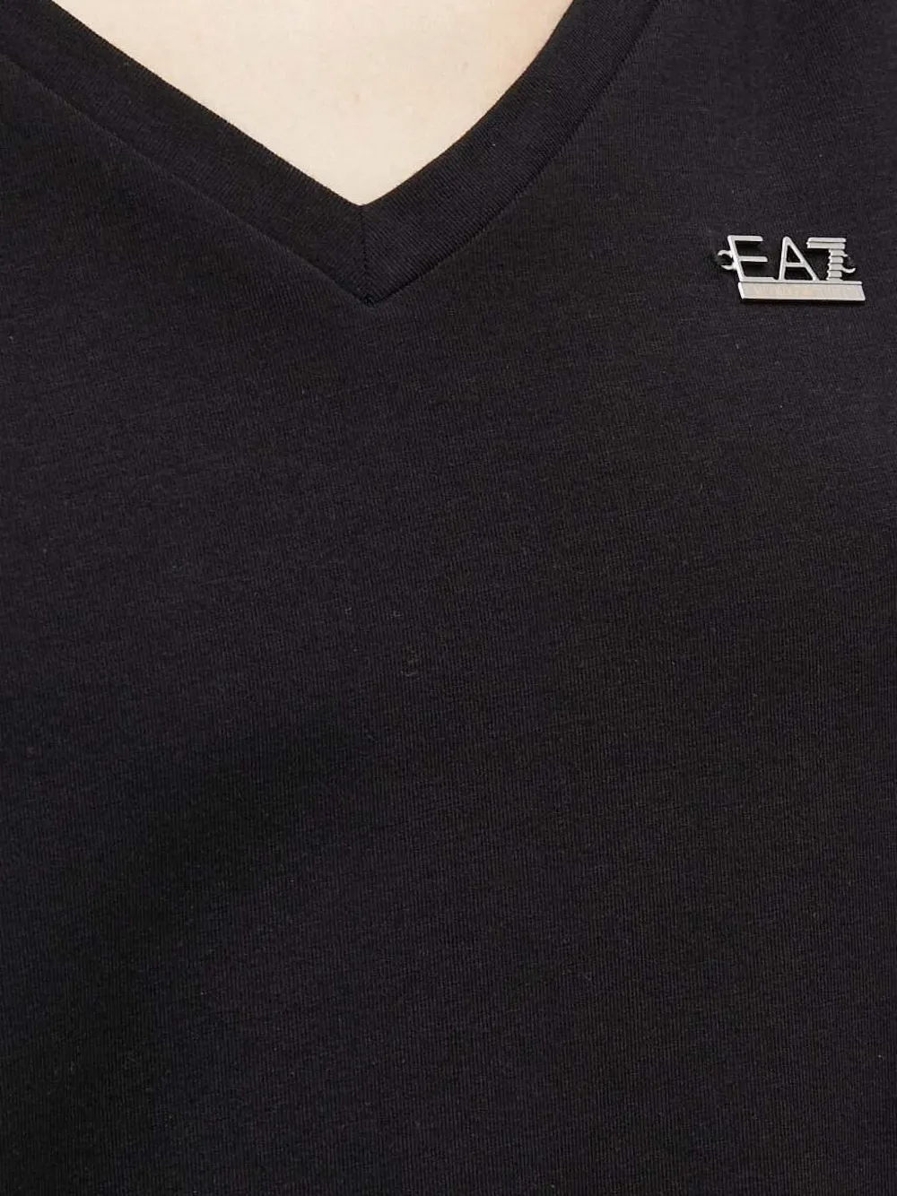 Ea7 Emporio Armani T-shirt met pailletten en V-hals Zwart