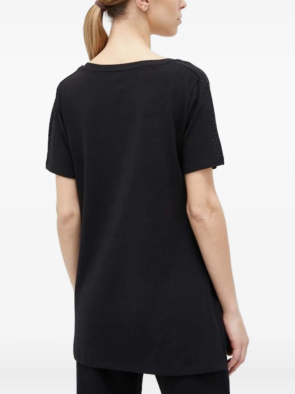 Ea7 Emporio Armani T-shirt met pailletten en V-hals Zwart