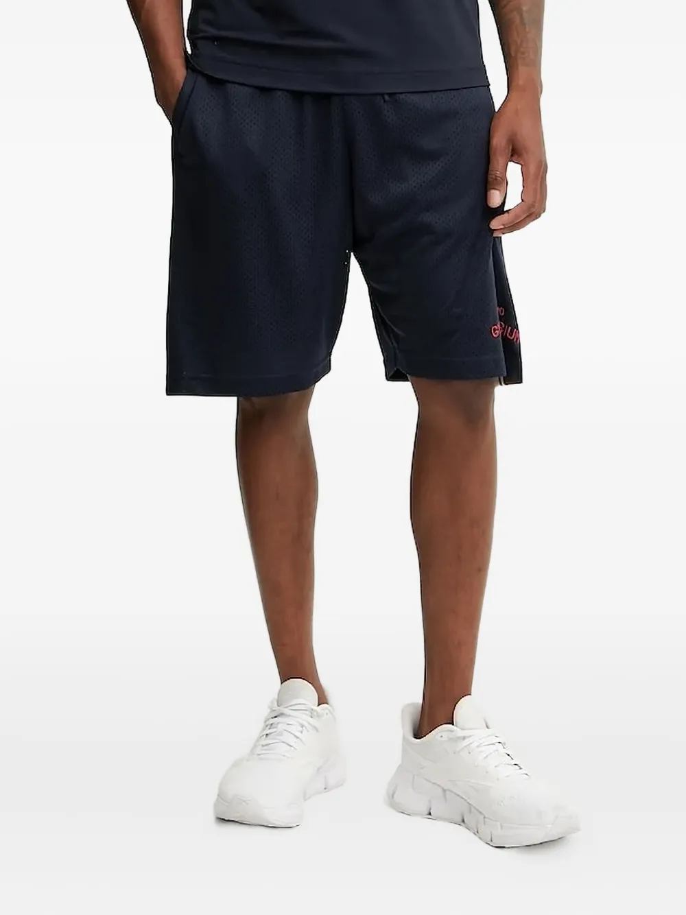Ea7 Emporio Armani mesh side-stripes track shorts Blauw