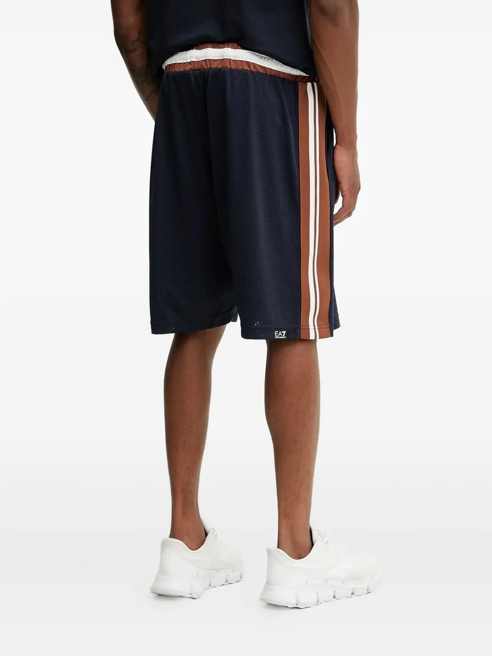 Ea7 Emporio Armani mesh side-stripes track shorts Blauw