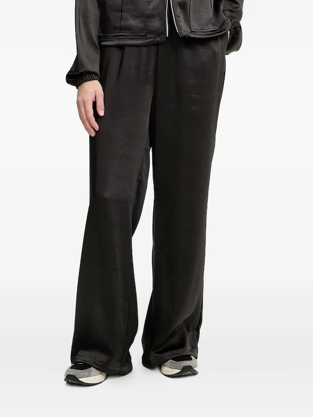 Ea7 Emporio Armani elasticated-waistband satin pants Zwart