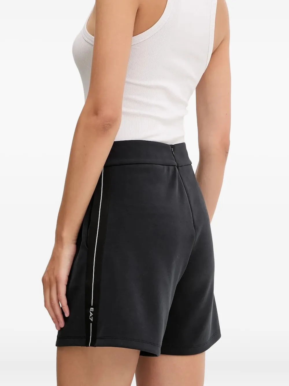 Ea7 Logo-print Side-stripe Shorts In Black
