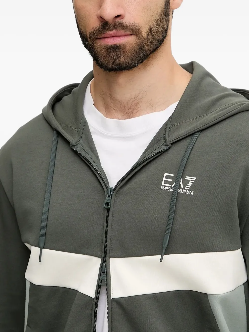 Ea7 Emporio Armani panelled zip-up hoodie Grijs