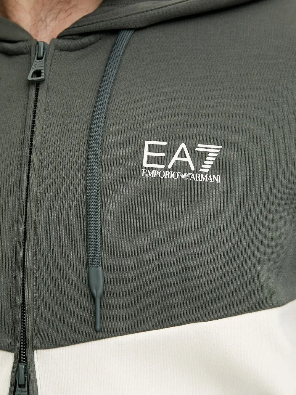 Ea7 Emporio Armani panelled zip-up hoodie Grijs