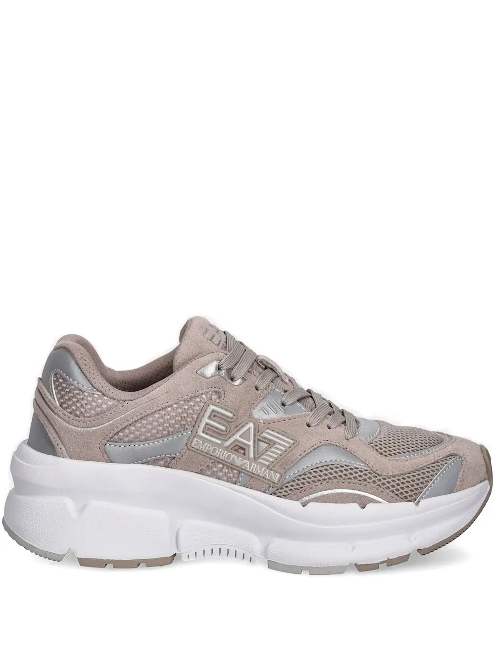 Ea7 Suede Mesh Sneakers In Neutral