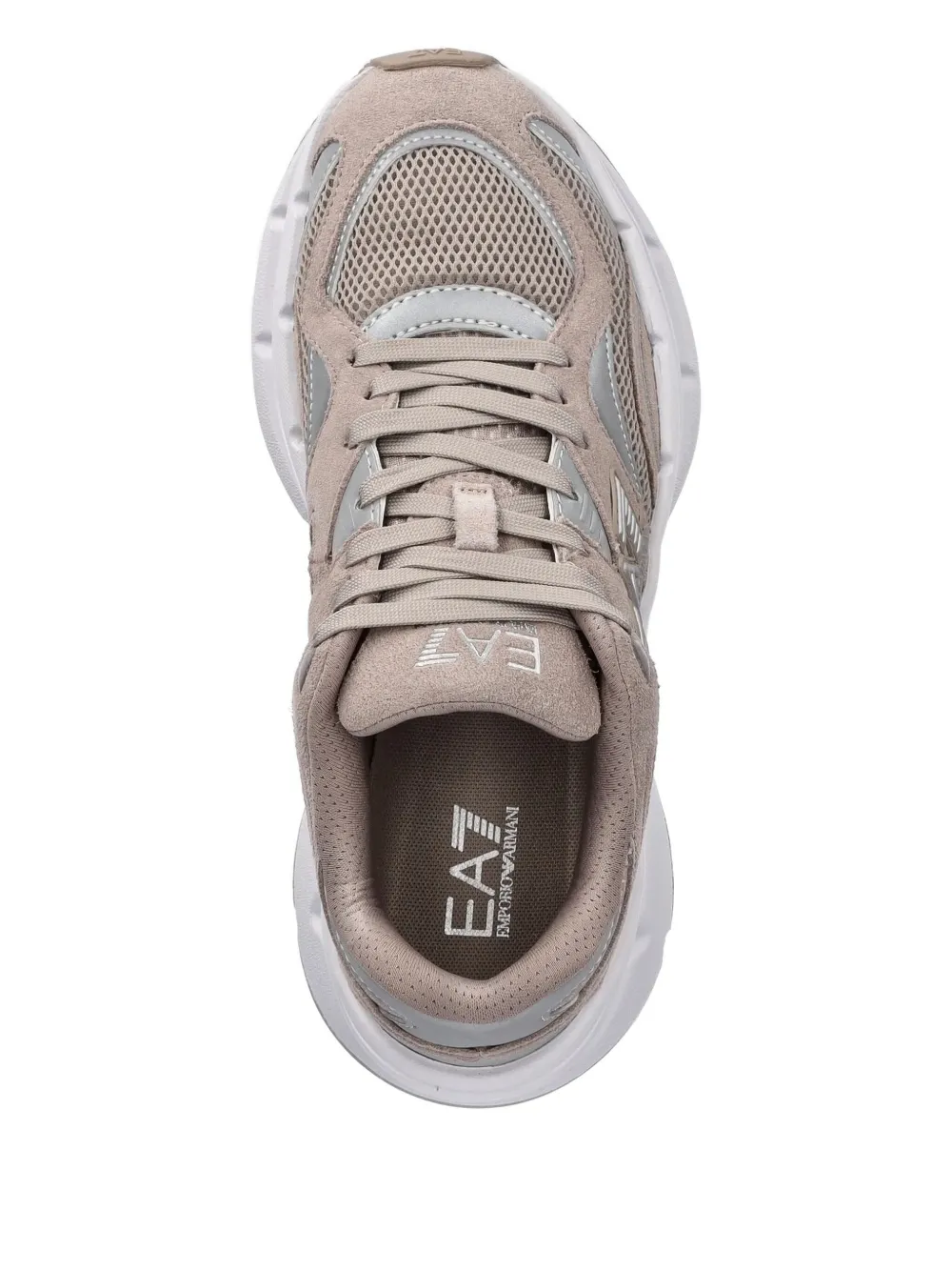 Ea7 Suede Mesh Sneakers In Neutral