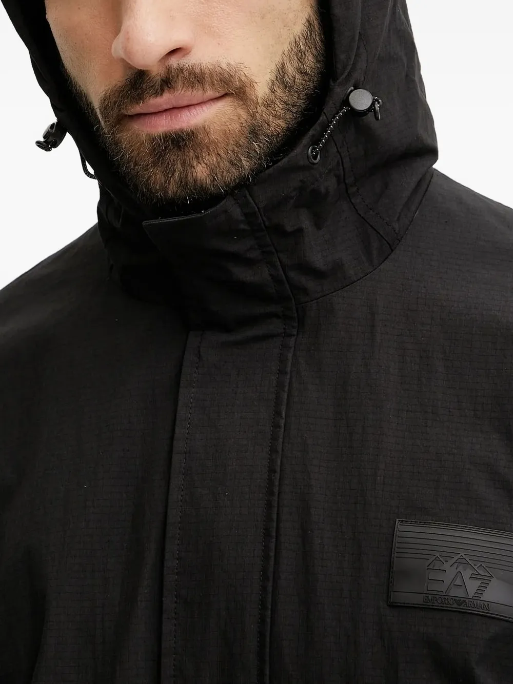 Ea7 Emporio Armani hooded mesh-panel jacket Zwart