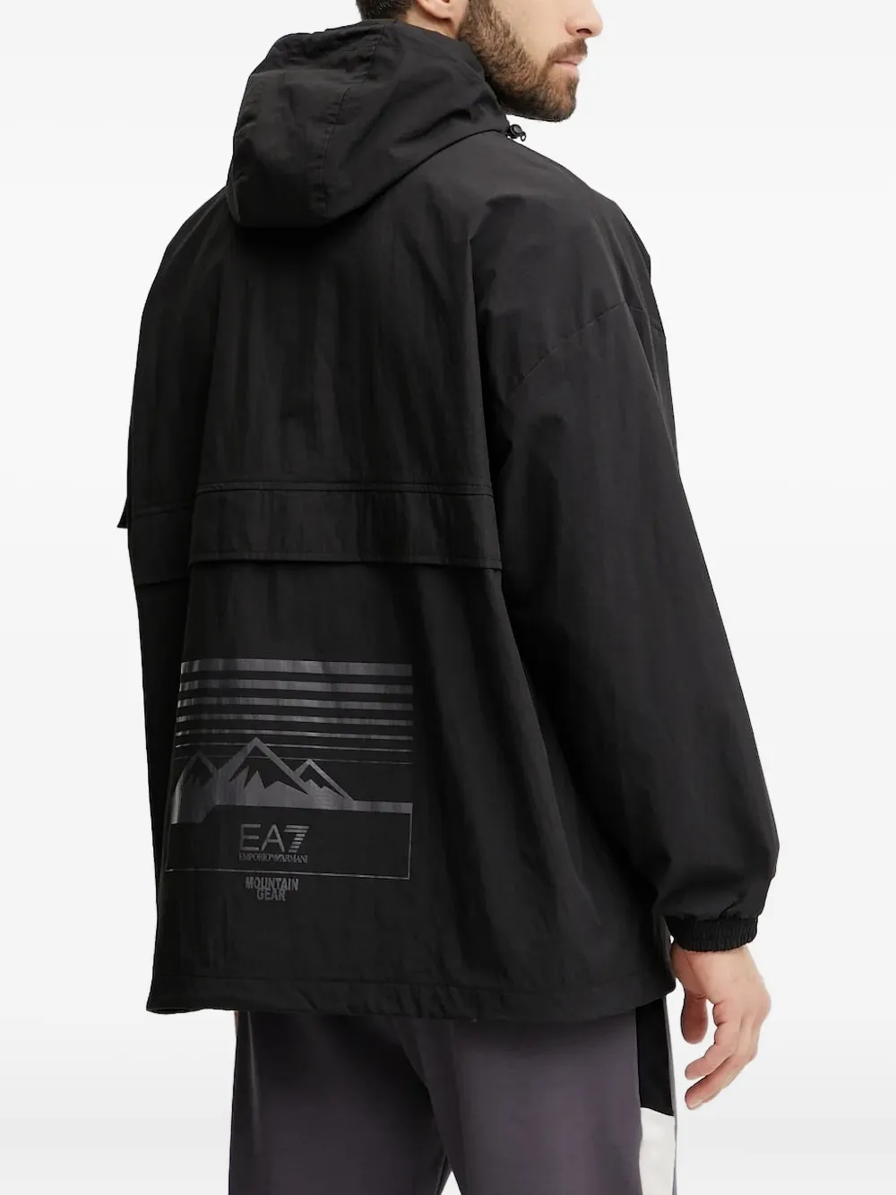 Ea7 Emporio Armani hooded mesh-panel jacket Zwart