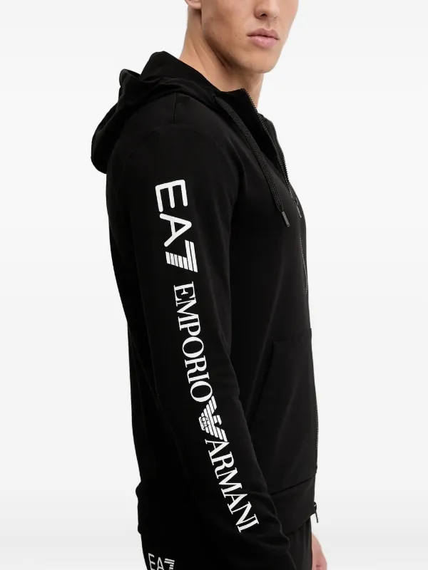 Ea7 Emporio Armani logo-detail zip-up Hoodie | Black | FARFETCH SG