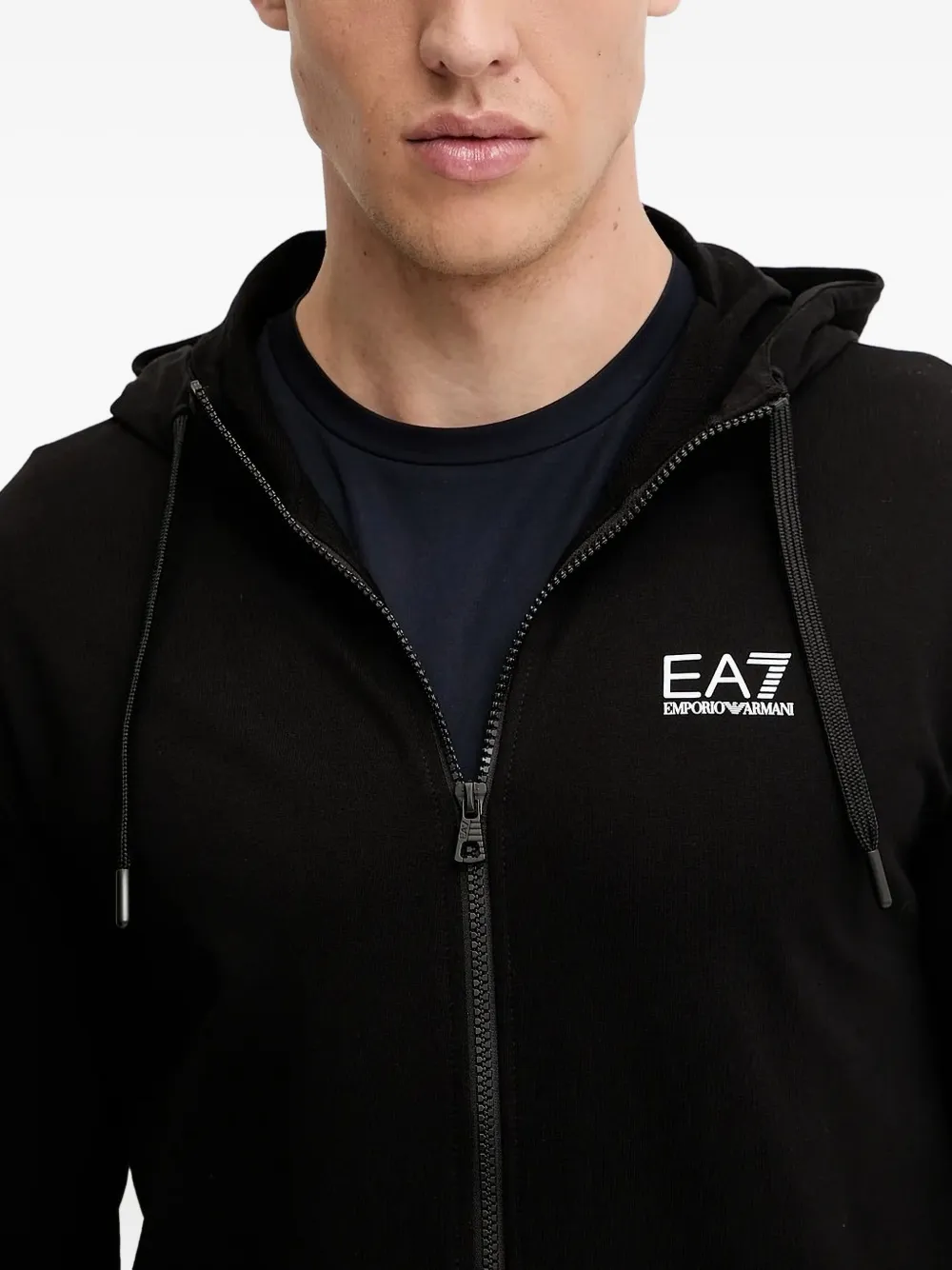 Ea7 Emporio Armani Hoodie met logodetail Zwart