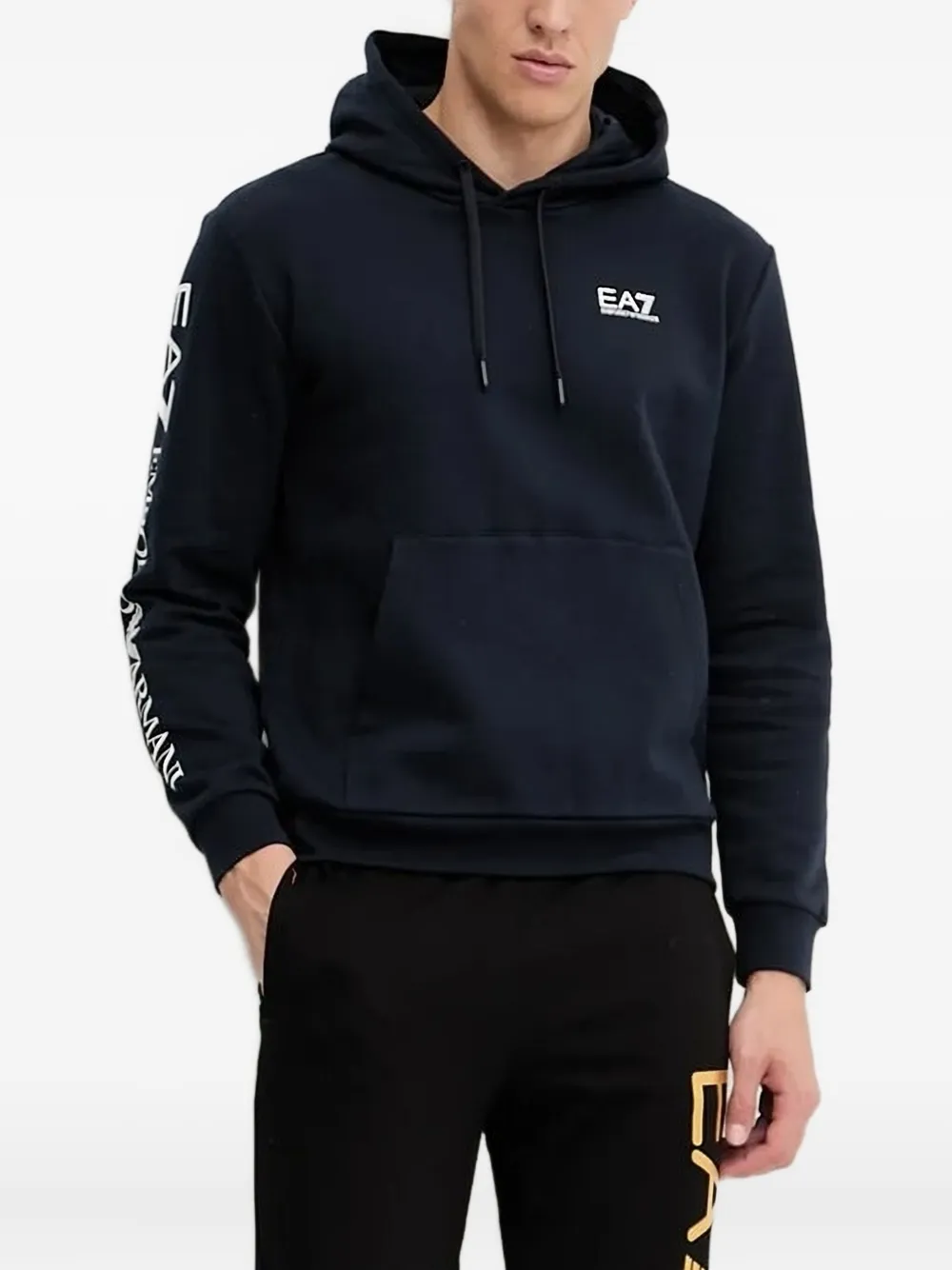 Ea7 Emporio Armani logo-sleeve hoodie Blauw