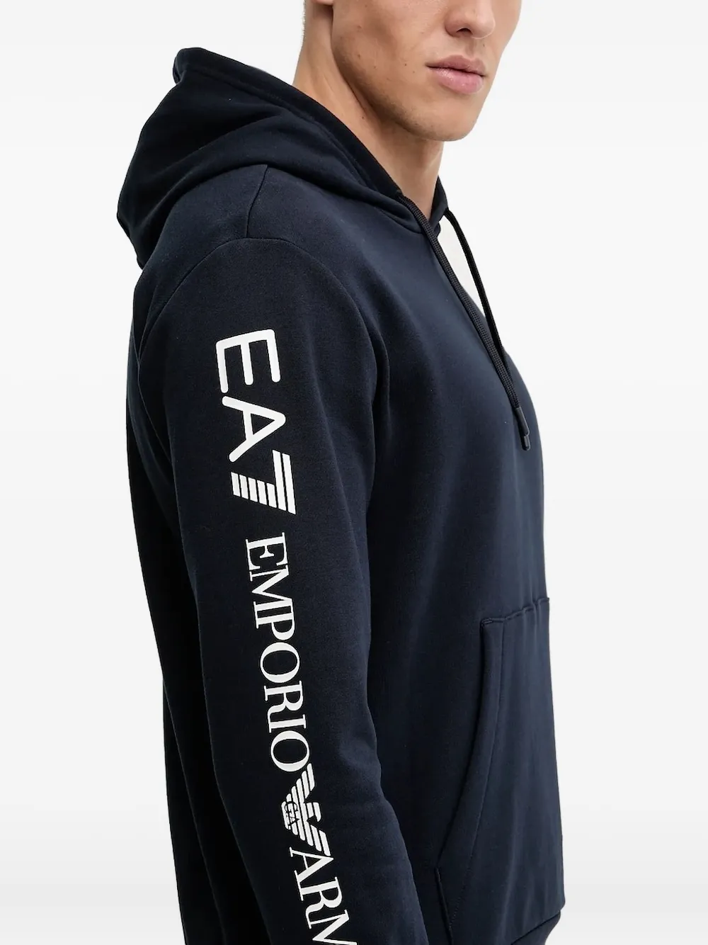 Ea7 Emporio Armani logo-sleeve hoodie Blauw