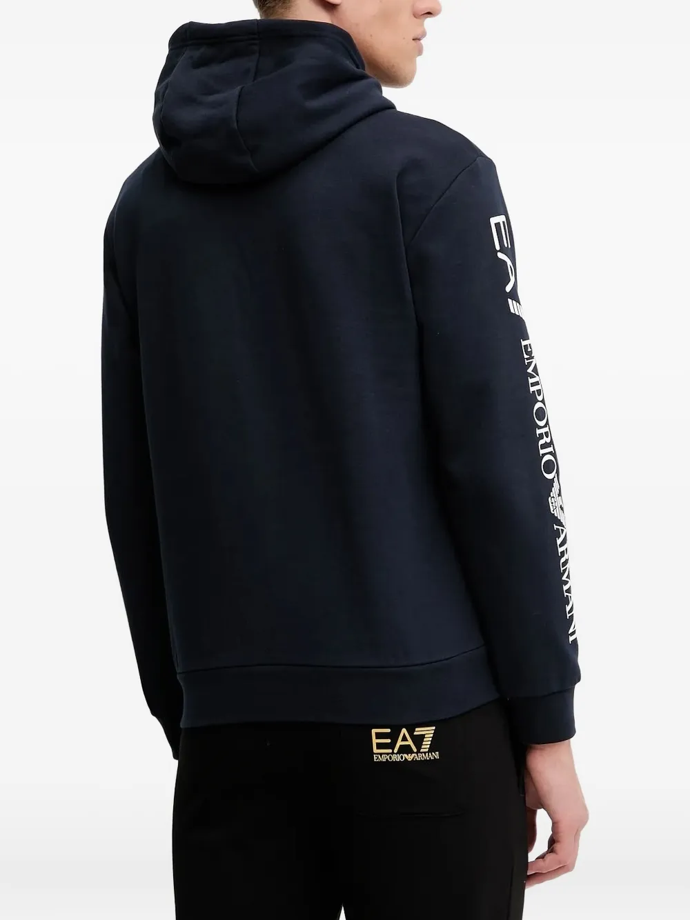Ea7 Emporio Armani logo-sleeve hoodie Blauw