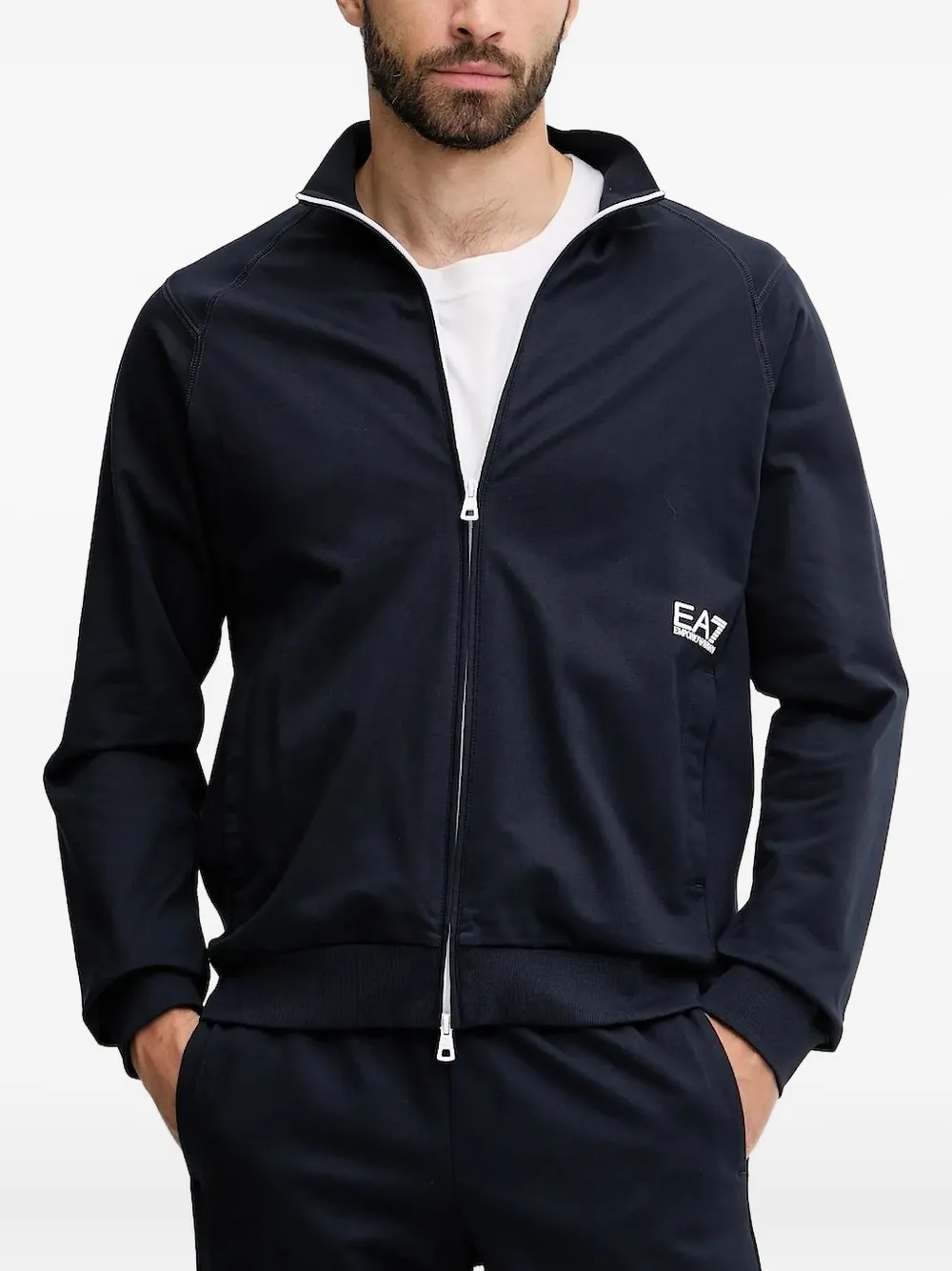 Ea7 Emporio Armani zip-up logo track jacket Zwart
