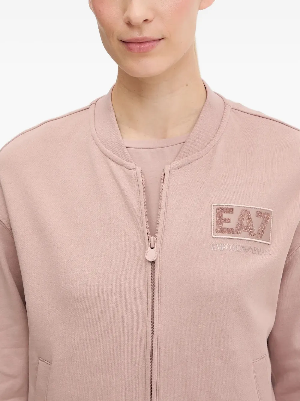 Ea7 Emporio Armani logo-patch zip-up jacket Roze