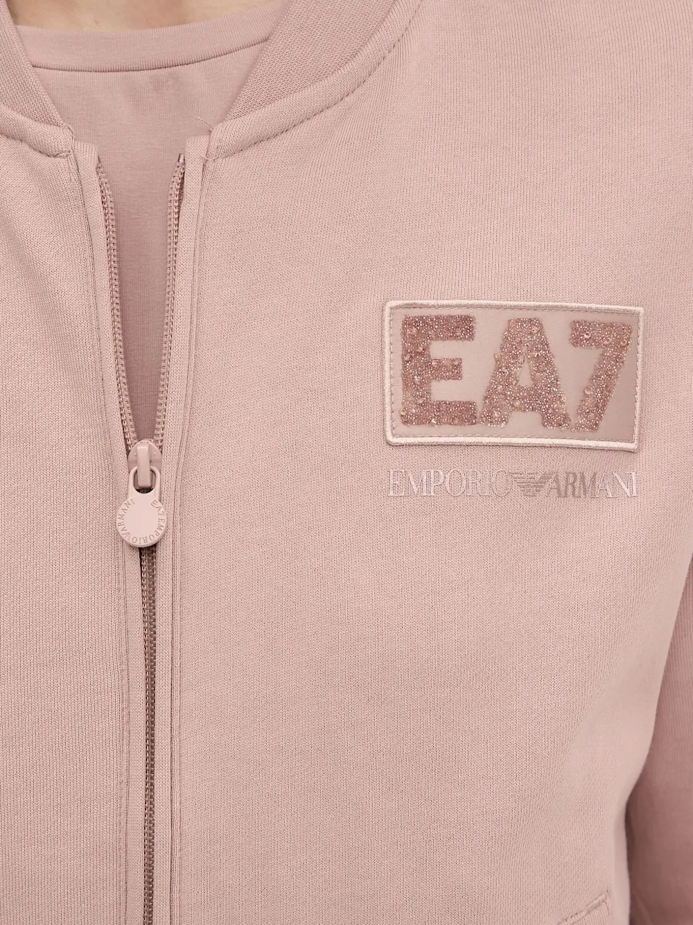 Ea7 Emporio Armani logo-patch zip-up jacket Roze