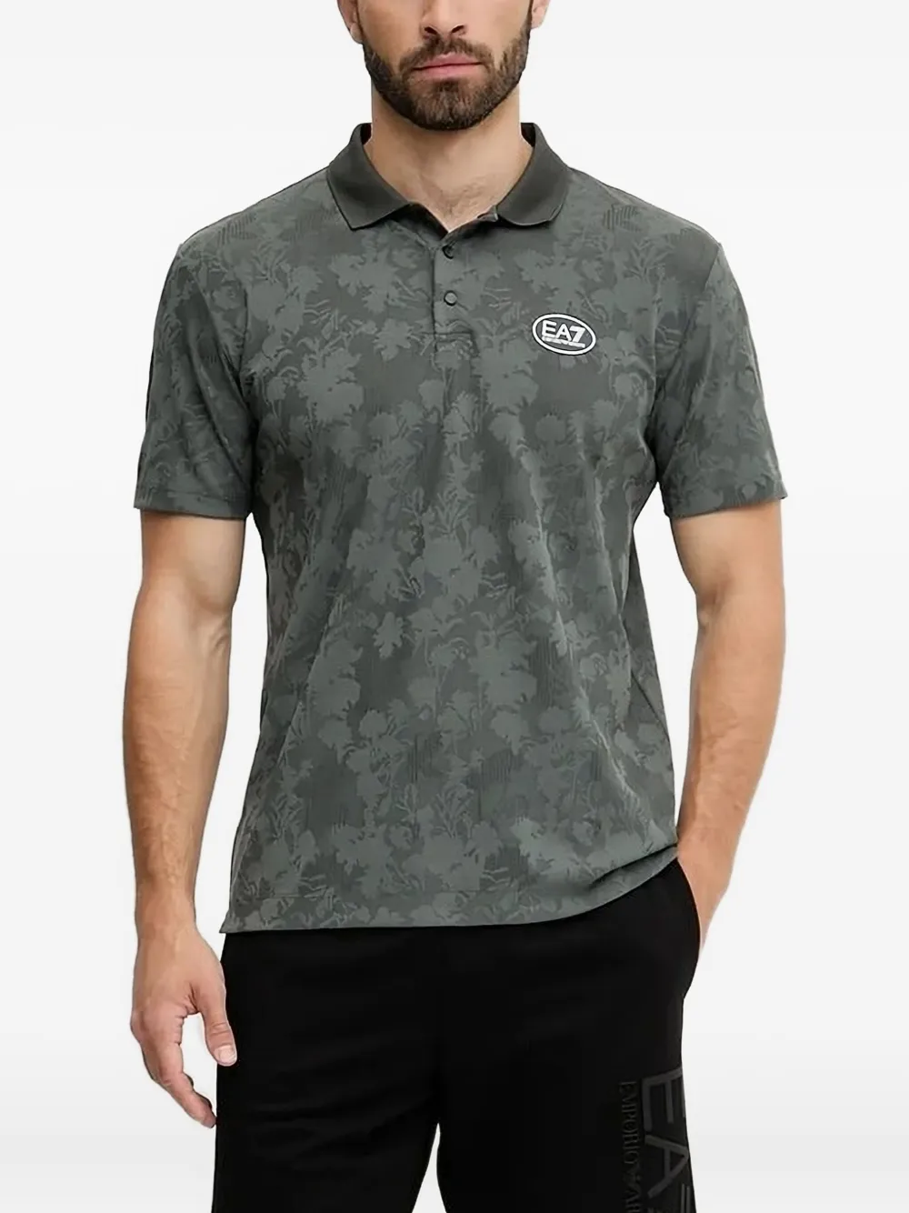 Ea7 Emporio Armani Poloshirt met bloemen-jacquard Groen