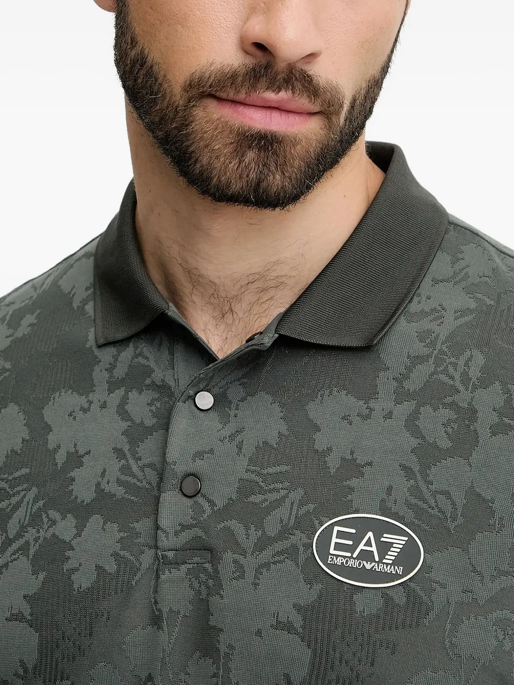 Ea7 Emporio Armani Poloshirt met bloemen-jacquard Groen