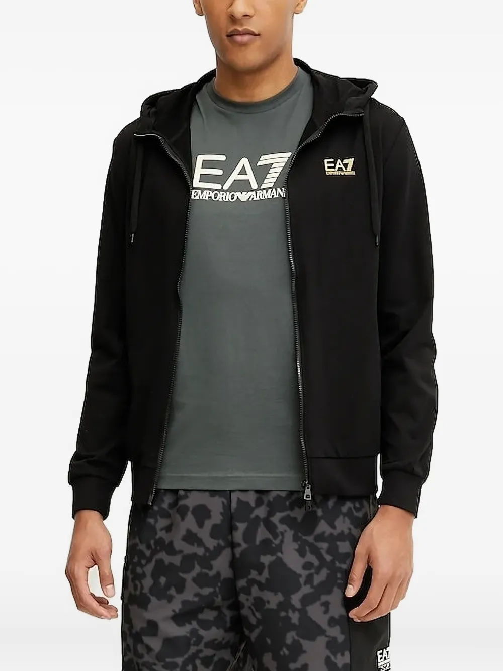 Ea7 Emporio Armani Hoodie met logodetail Zwart