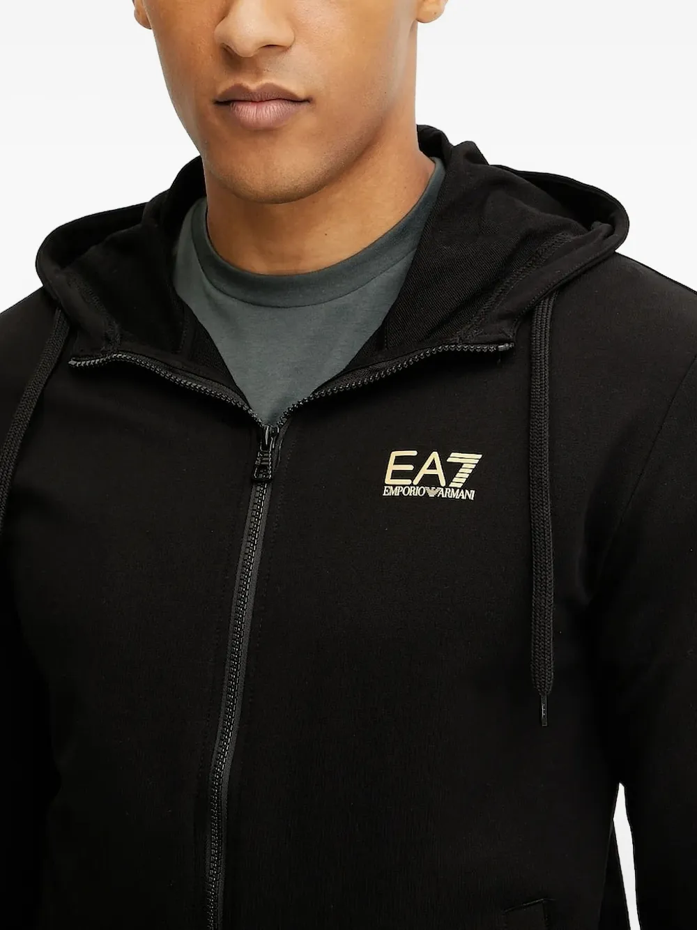 Ea7 Emporio Armani Hoodie met logodetail Zwart