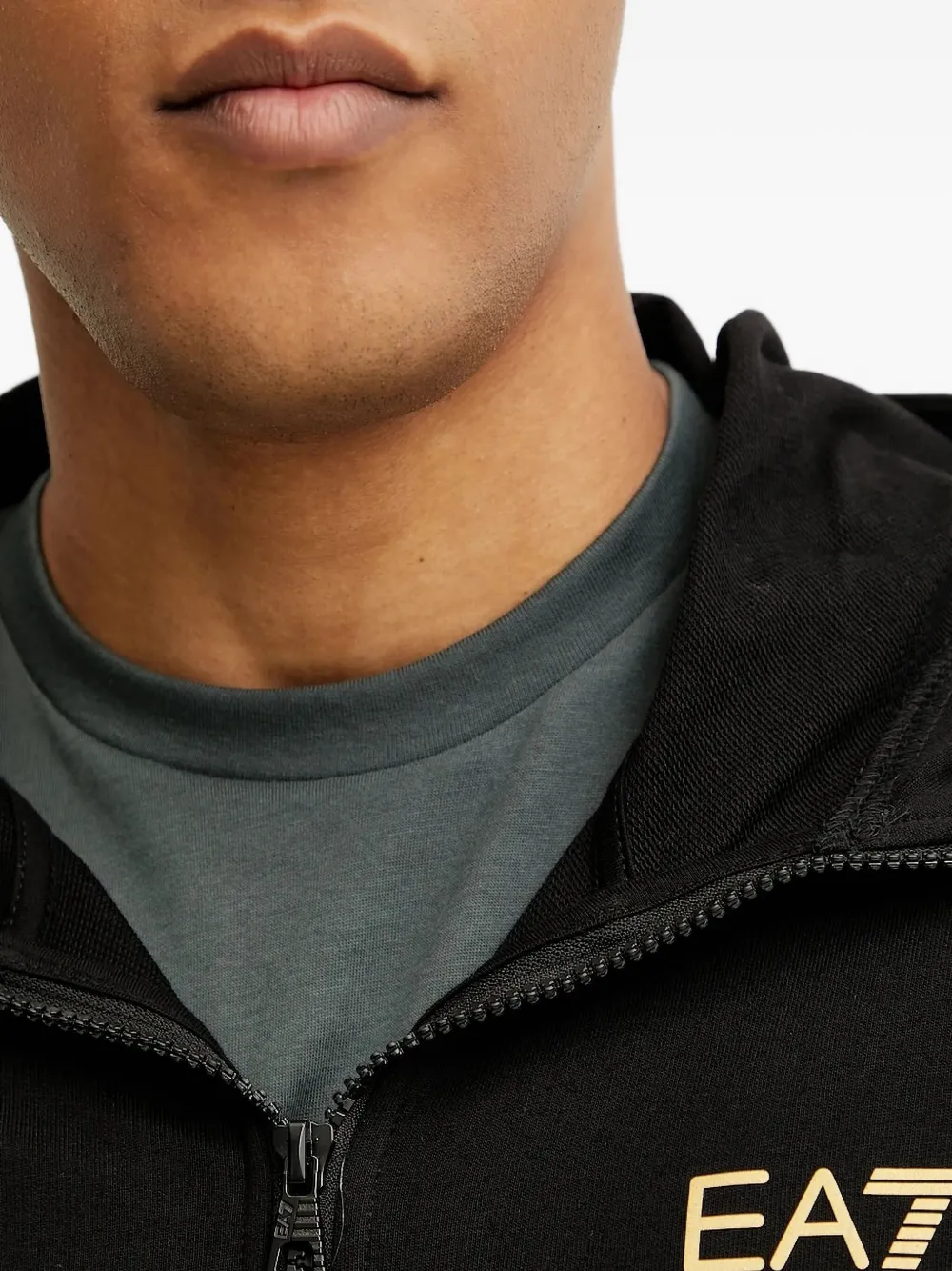 Ea7 Emporio Armani Hoodie met logodetail Zwart