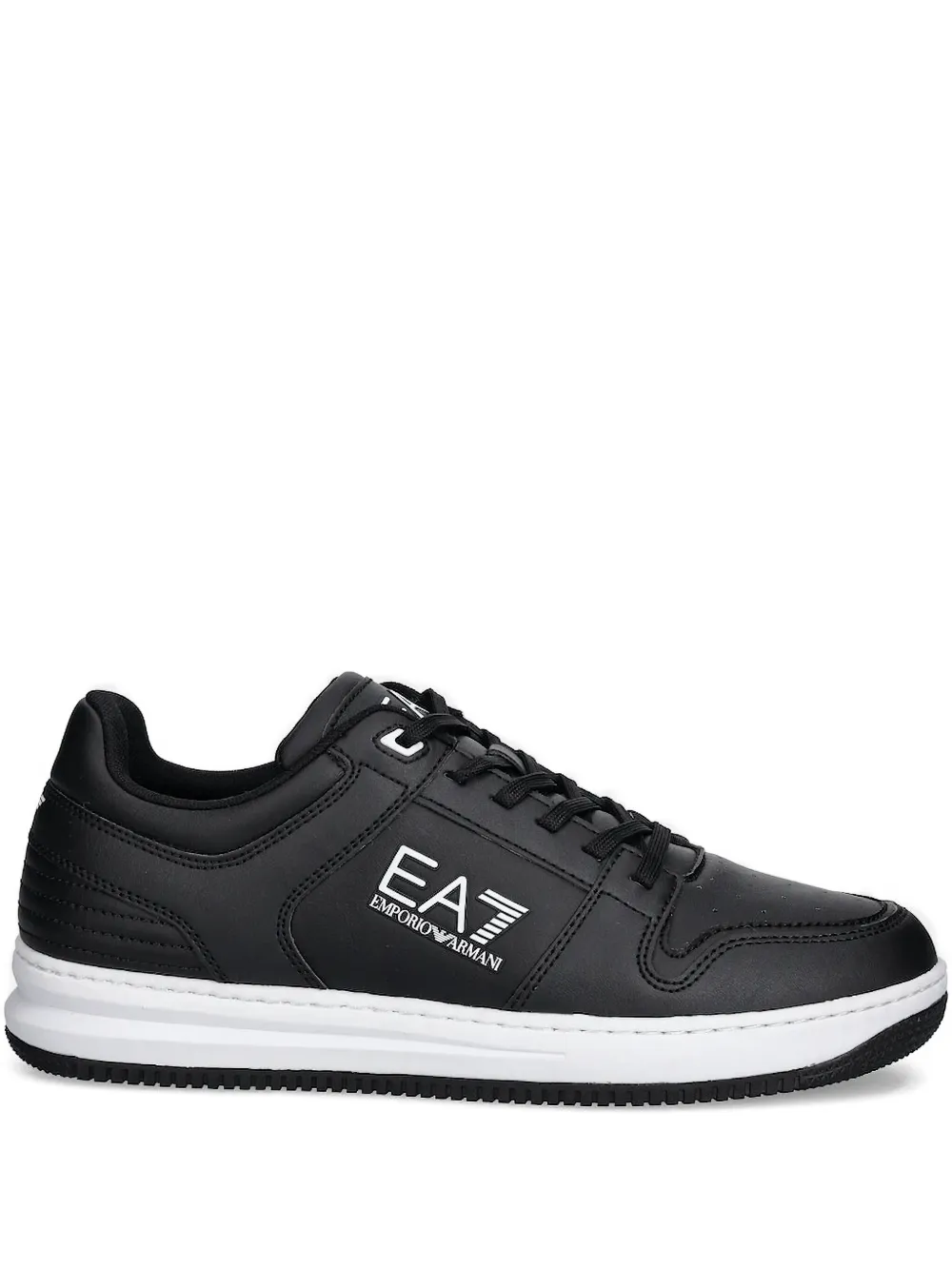 Ea7 Emporio Armani logo-detail leather sneakers Black