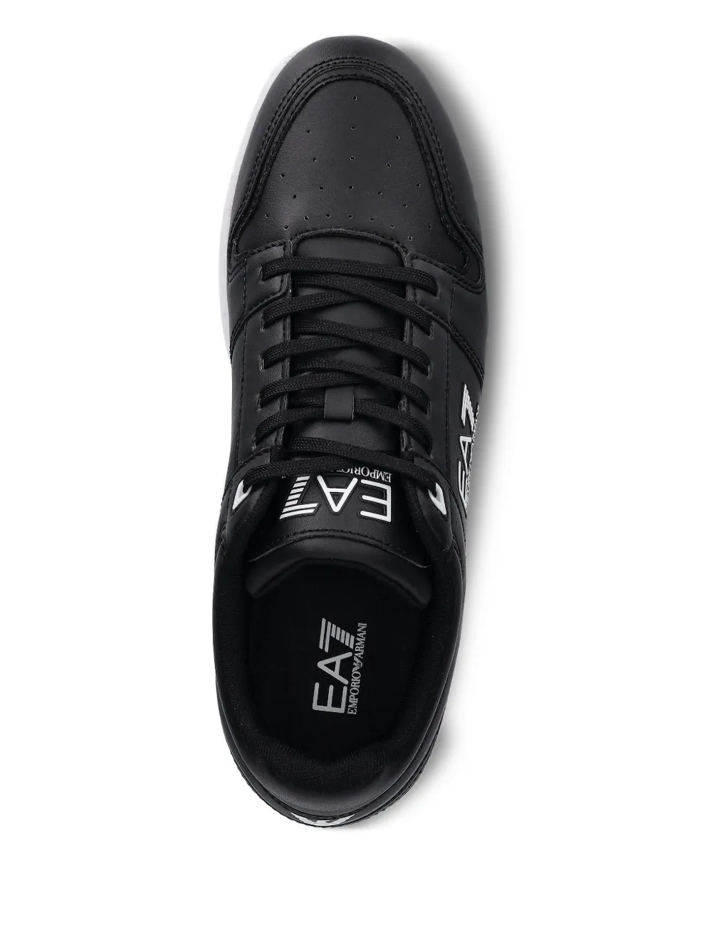 Ea7 Emporio Armani logo-detail leather sneakers Black