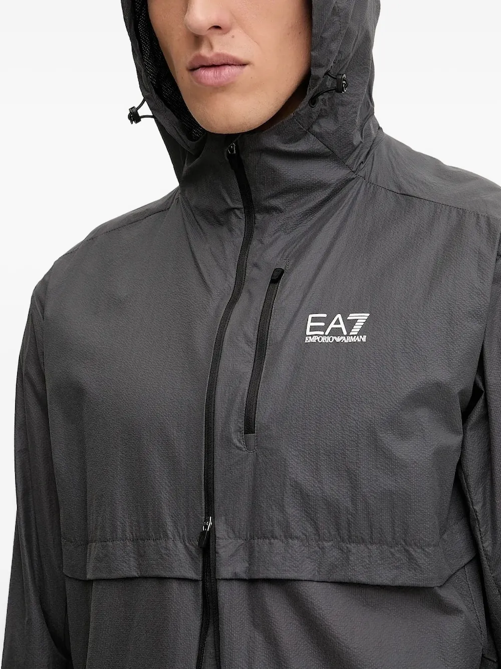 Ea7 Emporio Armani hooded logo jacket Grijs