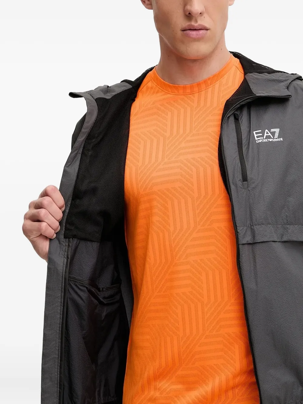 Ea7 Emporio Armani hooded logo jacket Grijs
