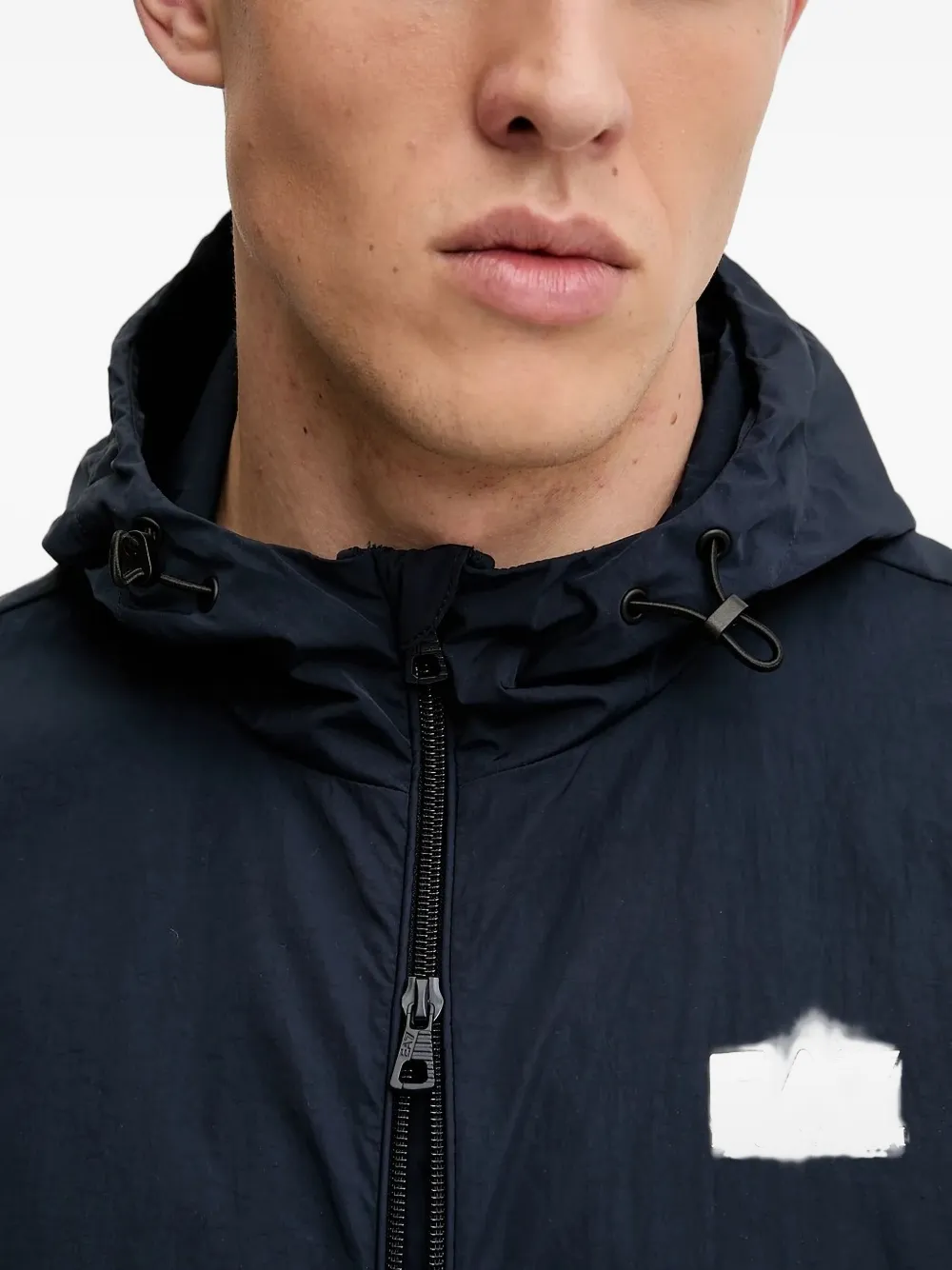 Ea7 Emporio Armani Jack met capuchon en logodetail Blauw