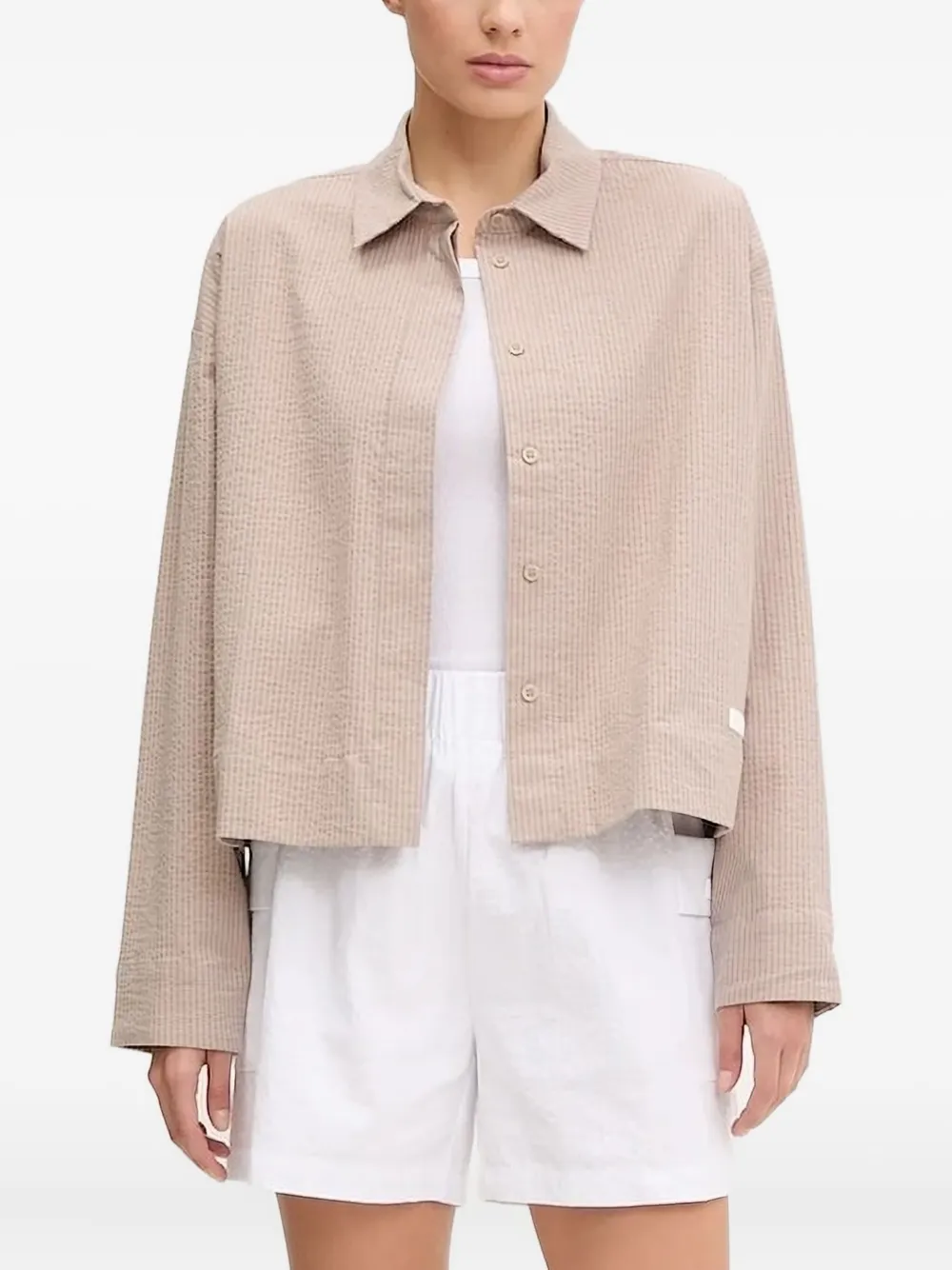 Ea7 Emporio Armani striped seersucker shirt | Neutrals | Image 1