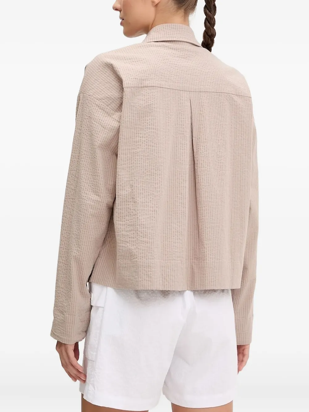 Ea7 Emporio Armani Gestreept seersucker shirt - Beige