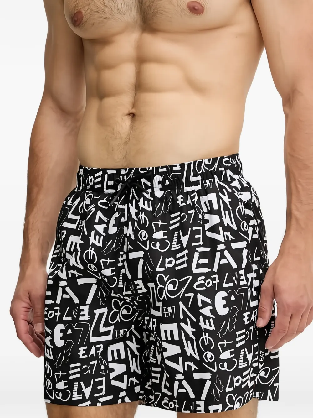 Ea7 Emporio Armani Costume da bagno con stampa grafica - Nero
