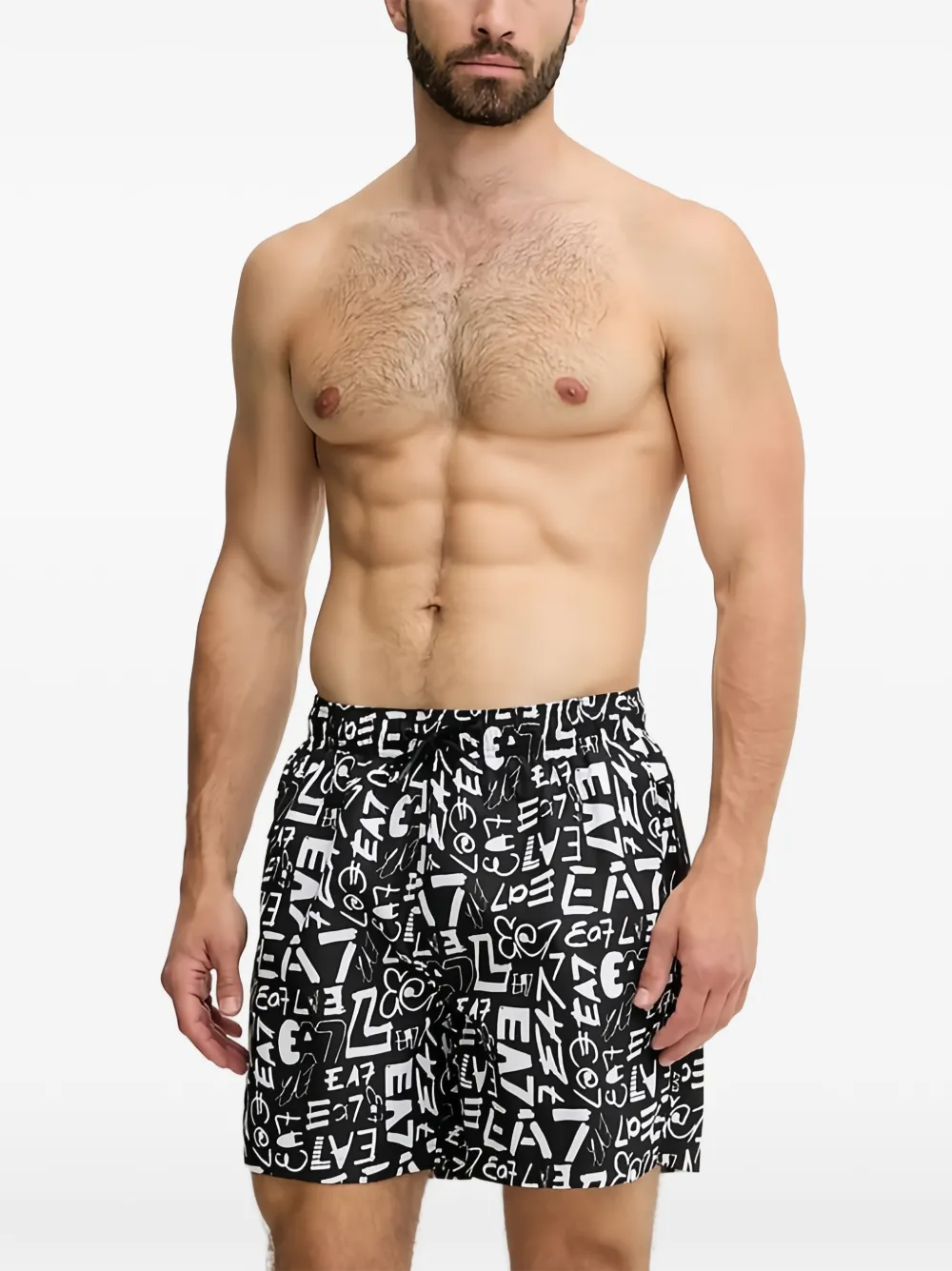  Ea7 Emporio Armani Bañador Con Estampado Gráfico - Negro 