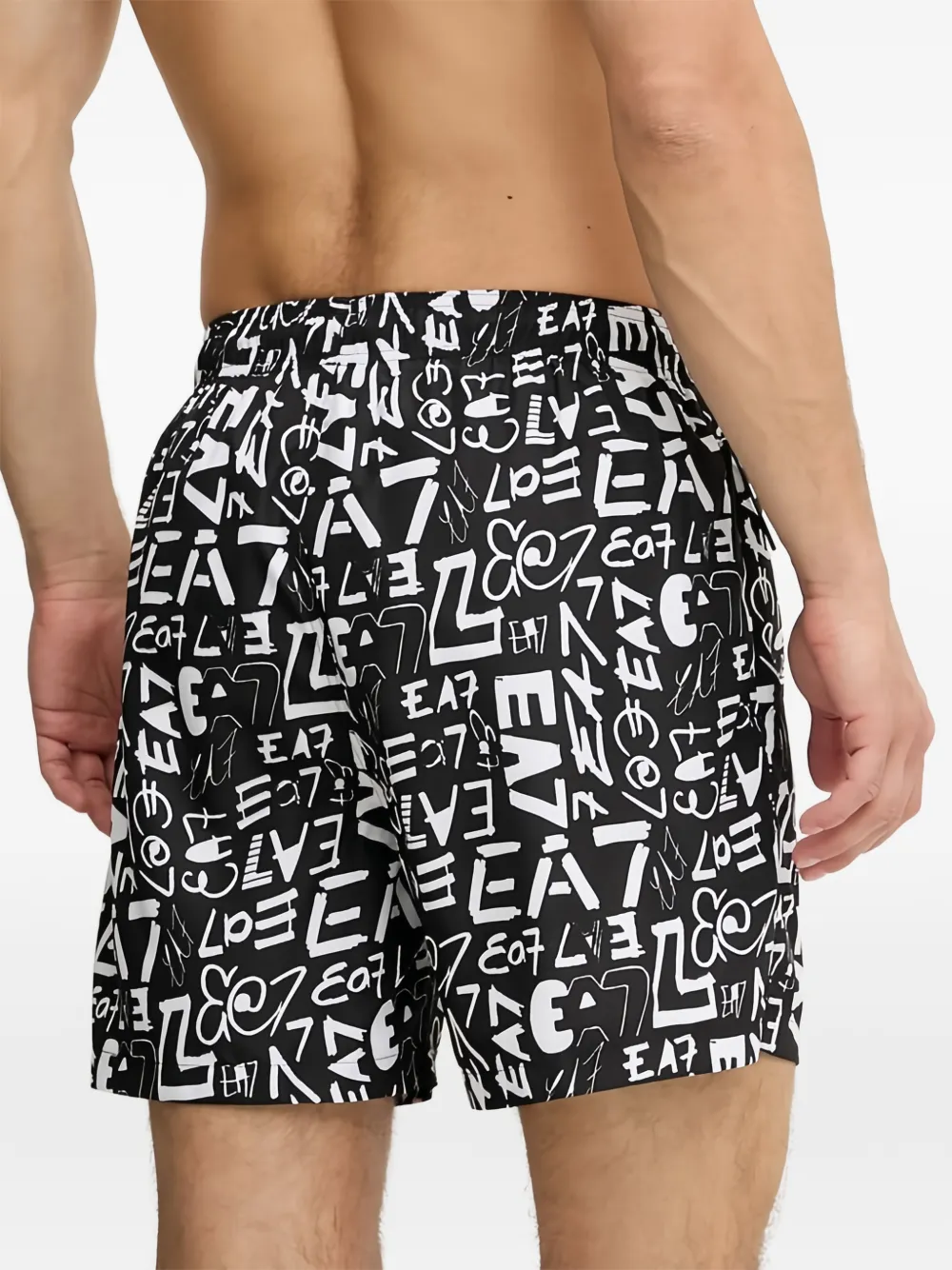  Ea7 Emporio Armani Bañador Con Estampado Gráfico - Negro 