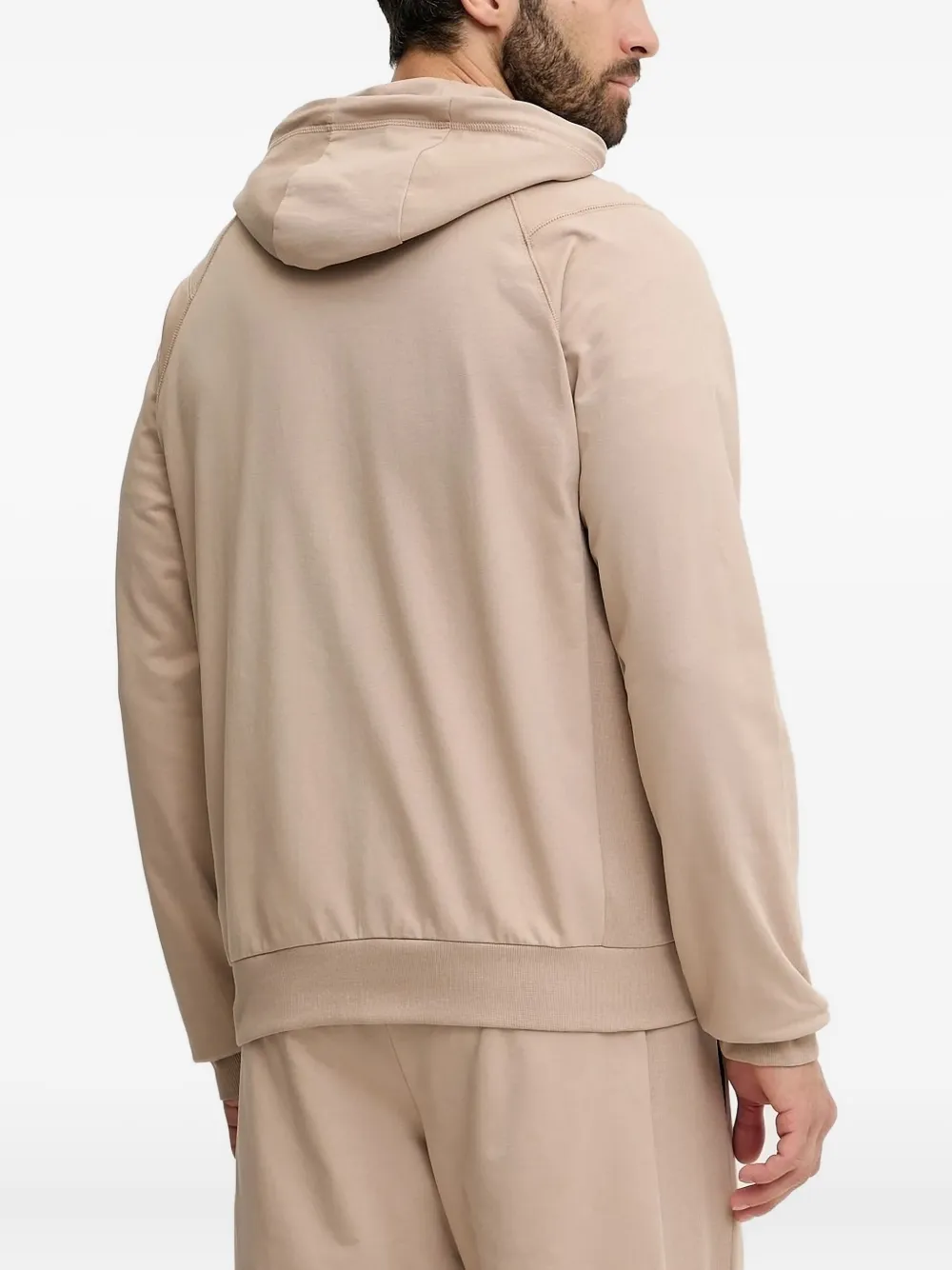 Ea7 Emporio Armani logo-print zip-up hoodie Beige